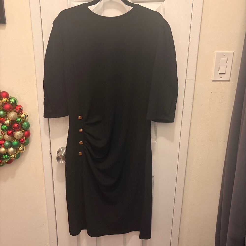 Rephyllis Black Ruched Stretch Knit Dress Sz 2XL Casual